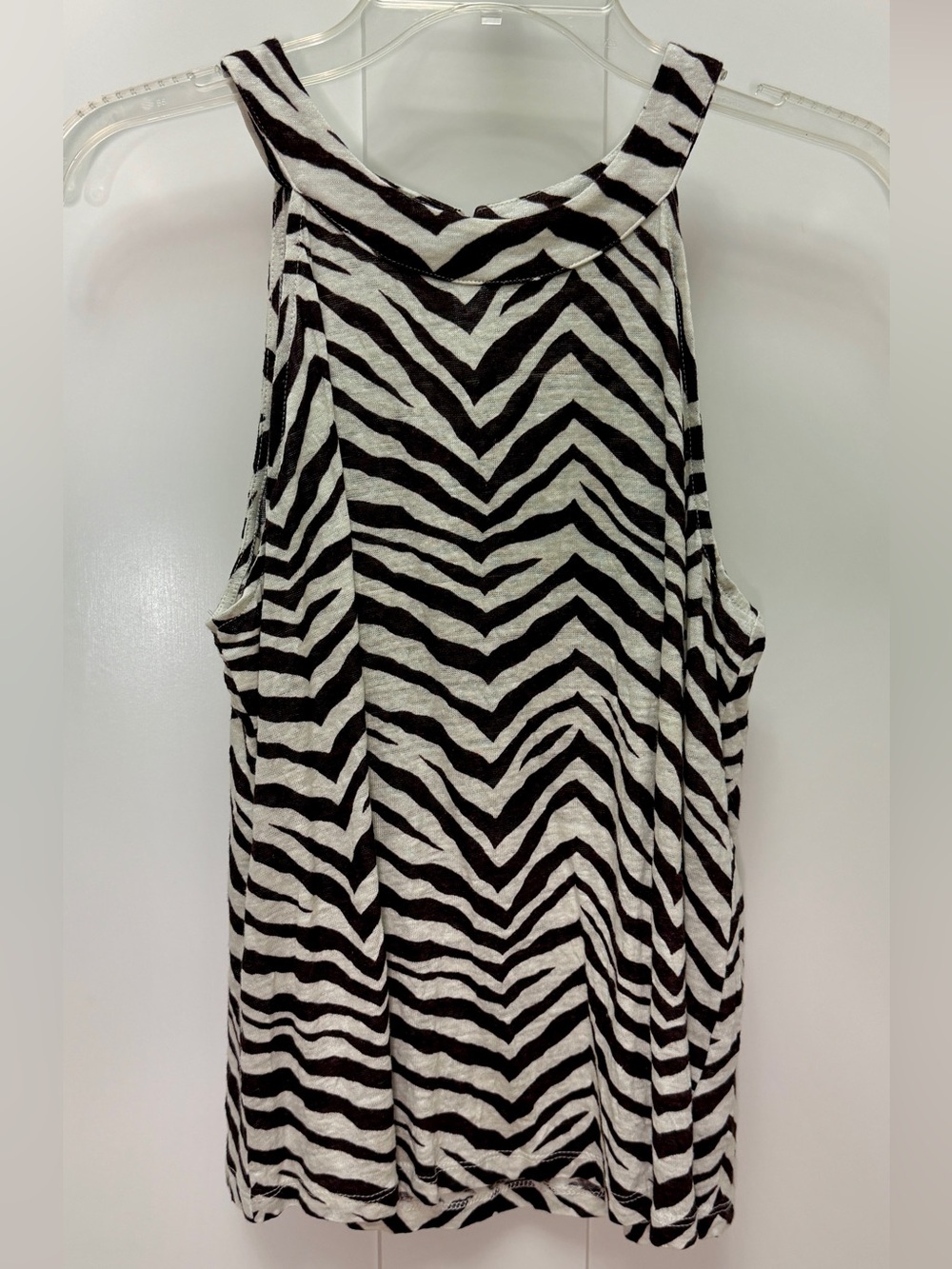 Tahari Zebra Print Sleeveless Tank Top - Brown & White